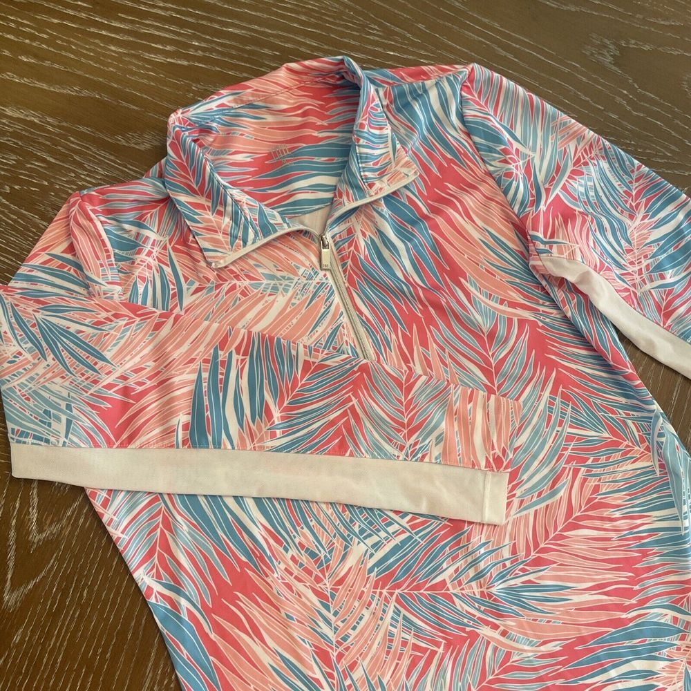 Tail Quarter 1/4 Zip MEDIUM Golf/Tennis Pinks/blues Activewear ~ EXCELLENT